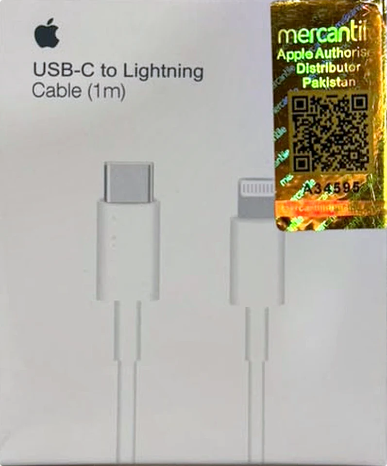 Apple USB-C to Lightning Cable: in its box