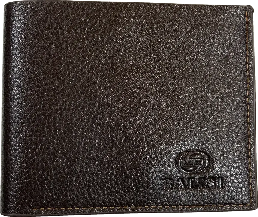 BALISI Pebble Grain Bifold Wallet: dark chocolate, front
