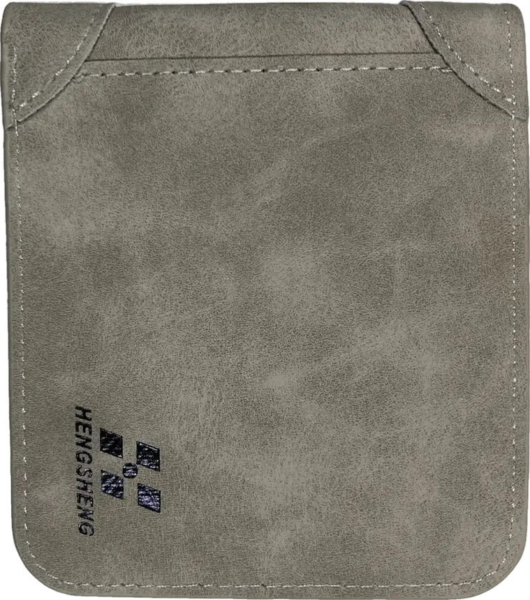 HENGSHENG Vintage Suede Bifold Wallet: stone grey, front